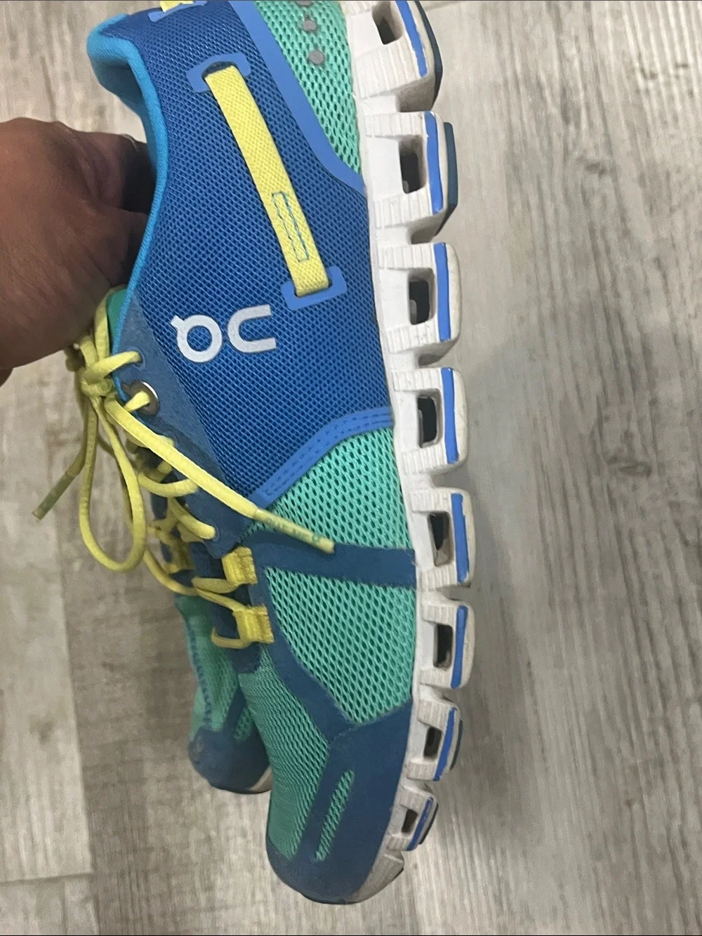 On Running Kids Sneakers in Teal, Blue & Yellow
